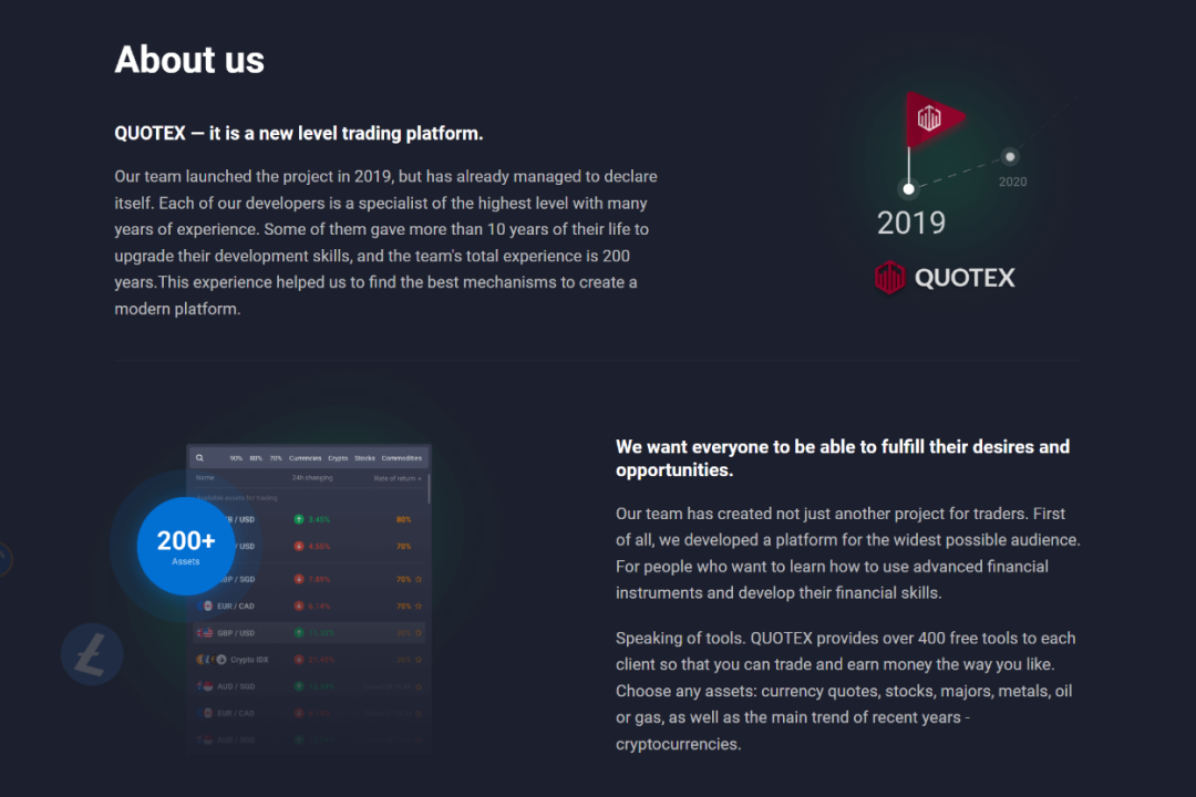 Screenshot of QXBroker India About Us page
